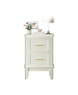  Modern 2-Drawer Nightstand with Gold Handles