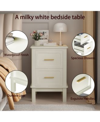  Modern 2-Drawer Nightstand with Gold Handles