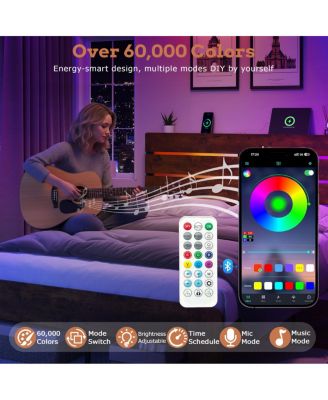 Queen Bed Frame with Storage, LED, Charging Station