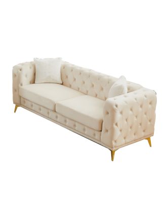 Streamdale Modern Luxury Velvet Sofa with Chesterfield Quilted Accents & Pillows