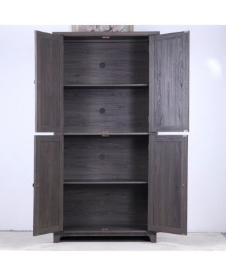  Display sideboard buffet with 4 mirrored doors, adjustable shelves, dark Brown finish