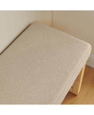 Shoe-changing bench with wooden frame and cushioned seat - Brown