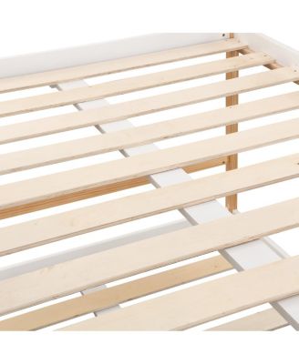 Full over Full Bunk Bed House Bed with Roof, Windows, Blackboard, Storage Ladder