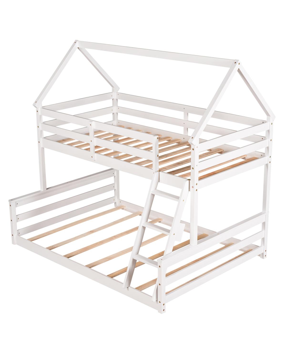 Streamdale Furniture Twin over Full House Bunk Bed with Built-in Ladder