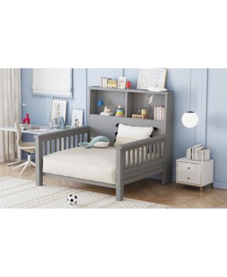 Twin Storage Platform Bed with Headboard & Pull-Out