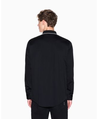 Men's Long Sleeve Rib Collar with Tipping Shirt