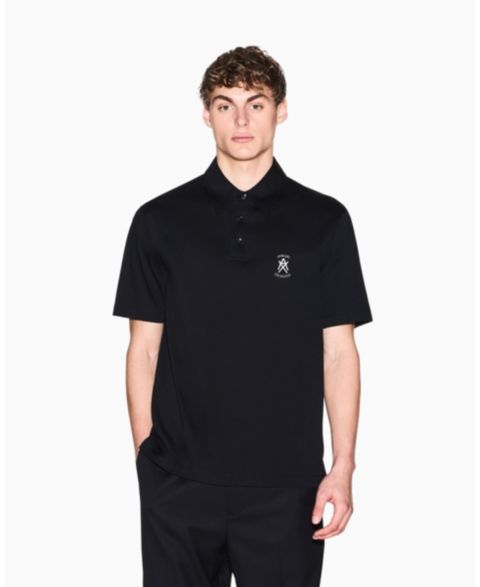 Мужское поло A|X Armani Exchange Short Sleeve Mercerized Cotton Logo Polo Shirt, цвет: Чёрный