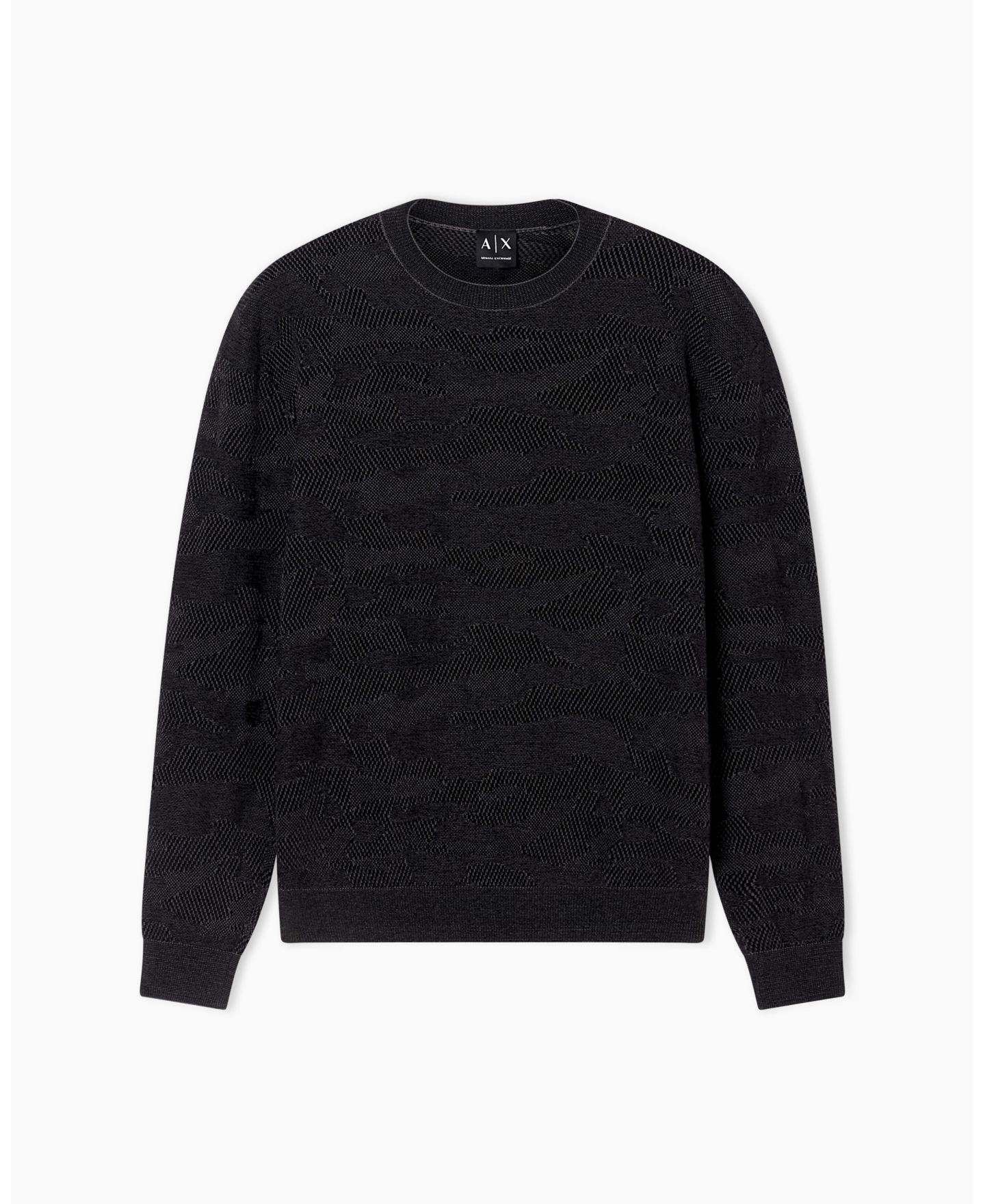 Мужской свитер A|X Armani Exchange Jacquard Camouflage Mercerized Cotton, цвет: Чёрный — фото 15