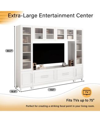 Modern Entertainment Center with Glass Doors & Drawers