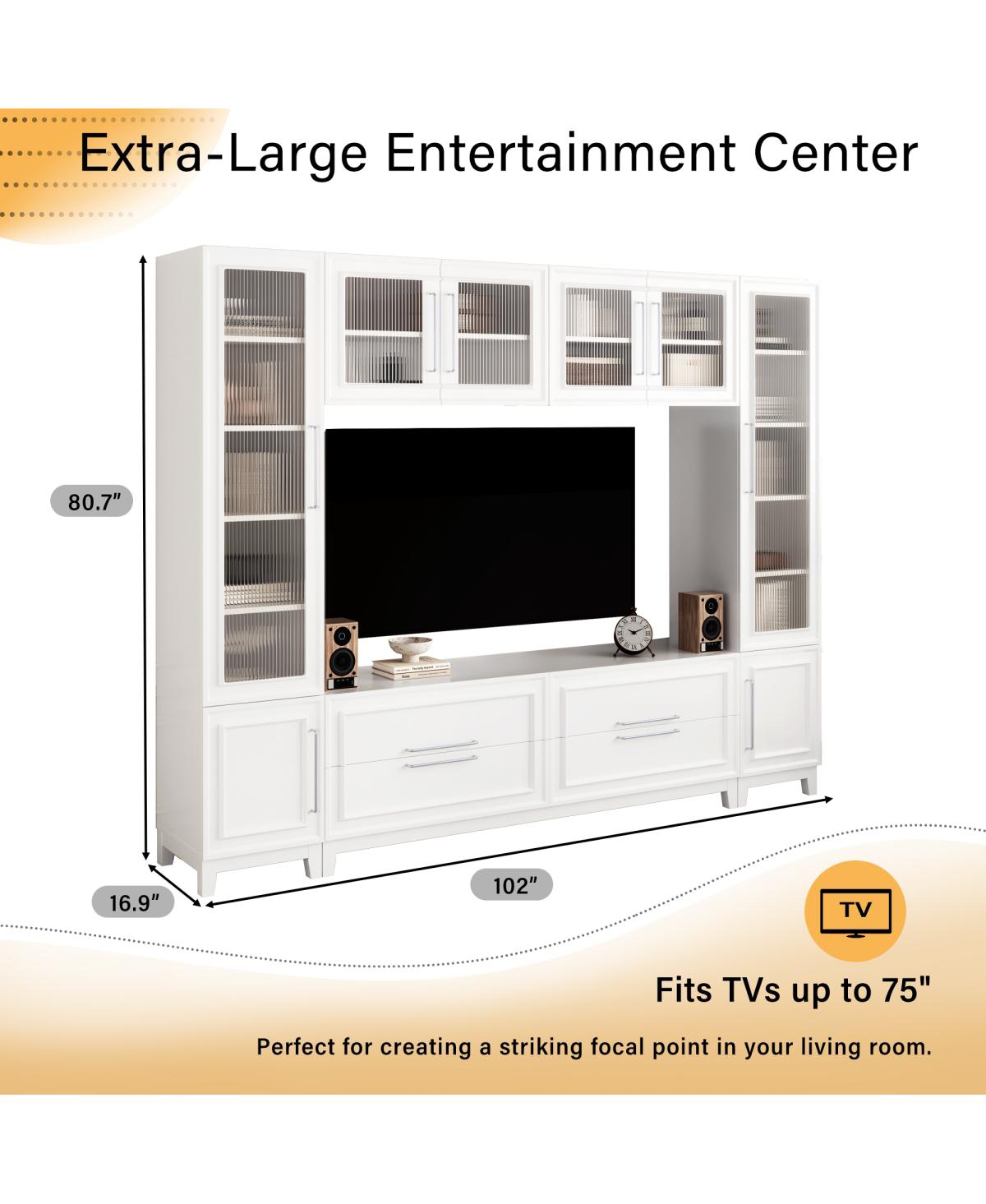 Streamdale Furniture Modern Entertainment Center with Glass Doors & Drawers