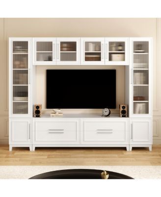 Modern Entertainment Center with Glass Doors & Drawers