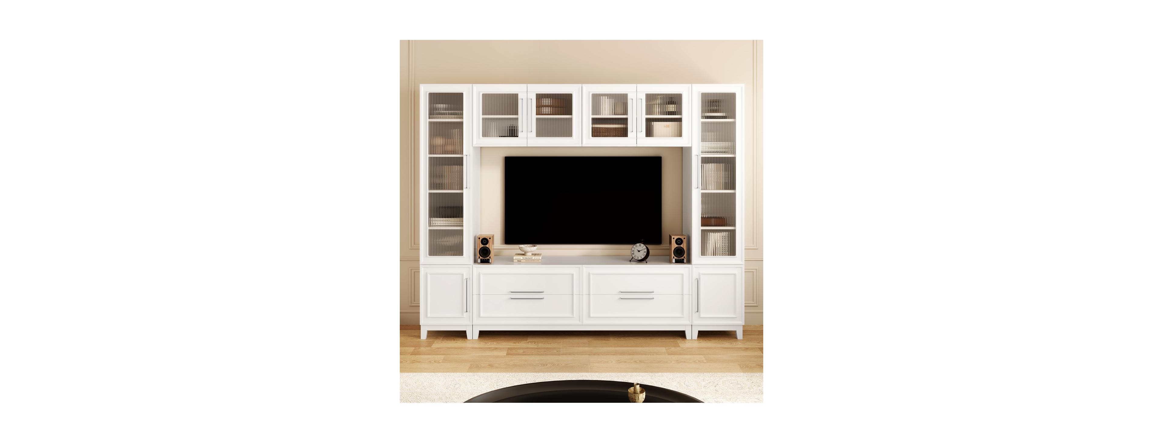 Streamdale Furniture Modern Entertainment Center with Glass Doors & Drawers