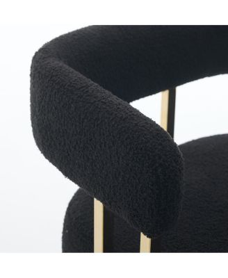 Modern decorative chair with gold metal legs, Teddy fleece upholstered
