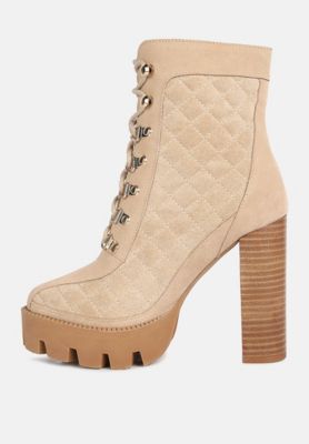 YOKO Womens Fine Suede Quilted Ankle Boots