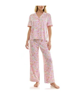 Women's Short-Sleeve Shirt and Pants, 2-Piece Pajama Set