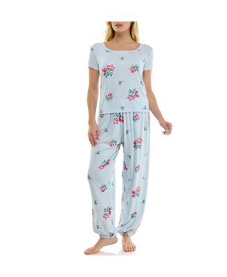 Women's Short-Sleeve T-Shirt & Balloon Pants, 2-Piece Pajama Set