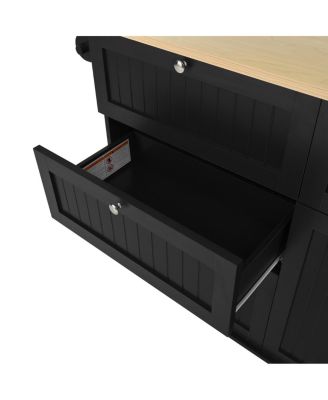 Farmhouse Kitchen Island with Drop Leaf, Storage