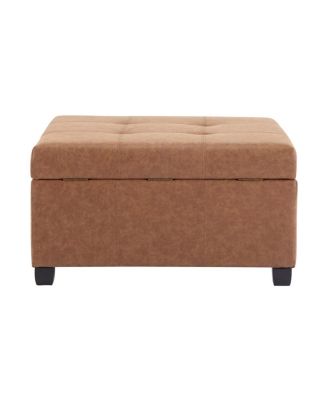 Faux Leather Storage Ottoman - Lift-Top Footrest Stool