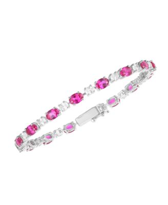 Lab-Grown Sapphire (8.5 ct. t.w.) and White Sapphire (3.25 ct. t.w.) Bracelet in Sterling Silver (Also Available in Ruby)