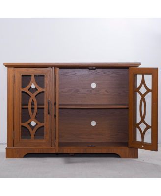 Sideboard with 3 Glass Doors, Adjustable Shelf, Dark Oak Laminate