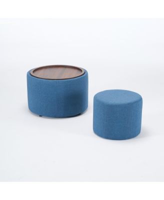 Ball & Cast Nesting Storage Ottomans (2), Linen Upholstered