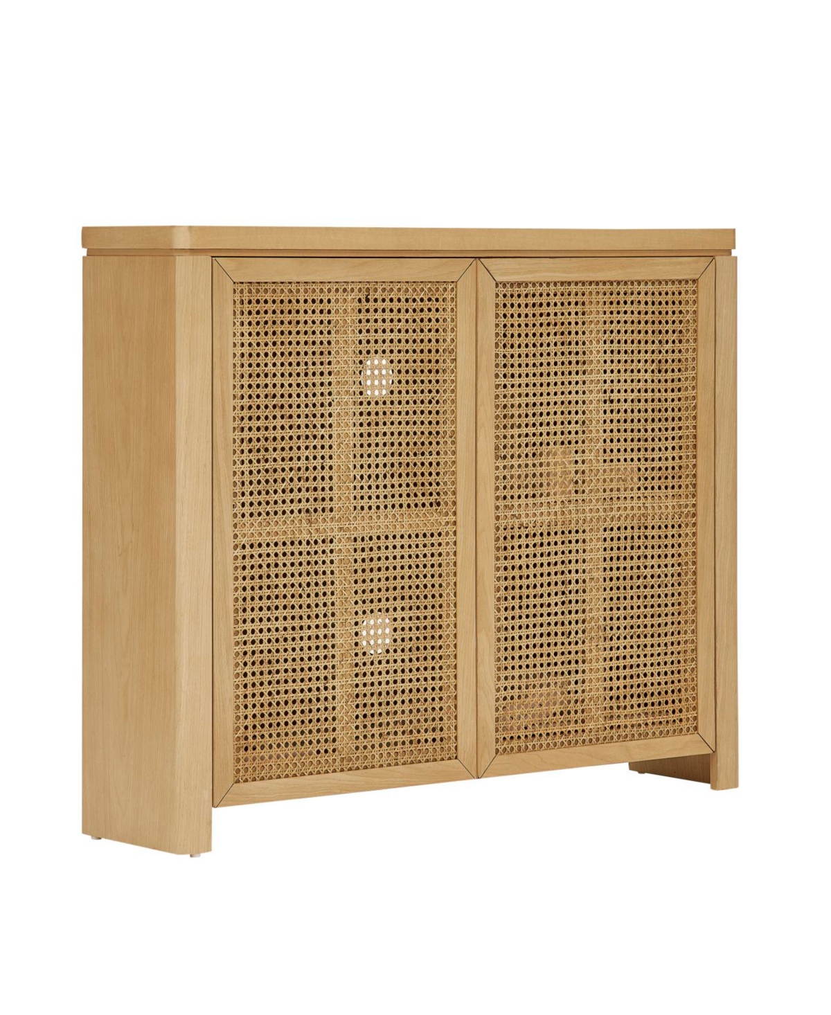 Streamdale Furniture Mid Century Modern Rattan Sideboard Buffet Cabinet with 2 Outlets, Natural