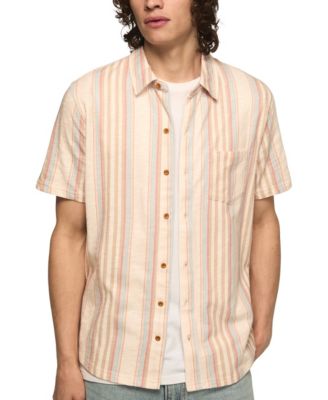 Men's Short-Sleeve Striped Linen Knit Shirt