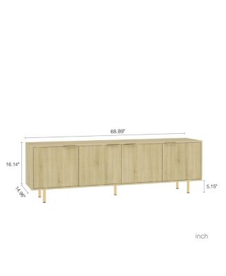 Streamdale Wood Modern TV Stand Fluted 68", Entertainment Center with Storage Doors, Media Cabinet