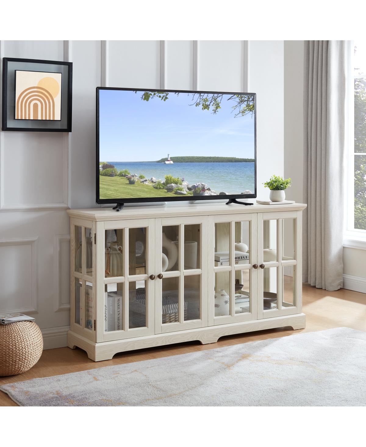 Streamdale Furniture Led Curio Display Cabinet with Glass Doors & Adjustable Shelves