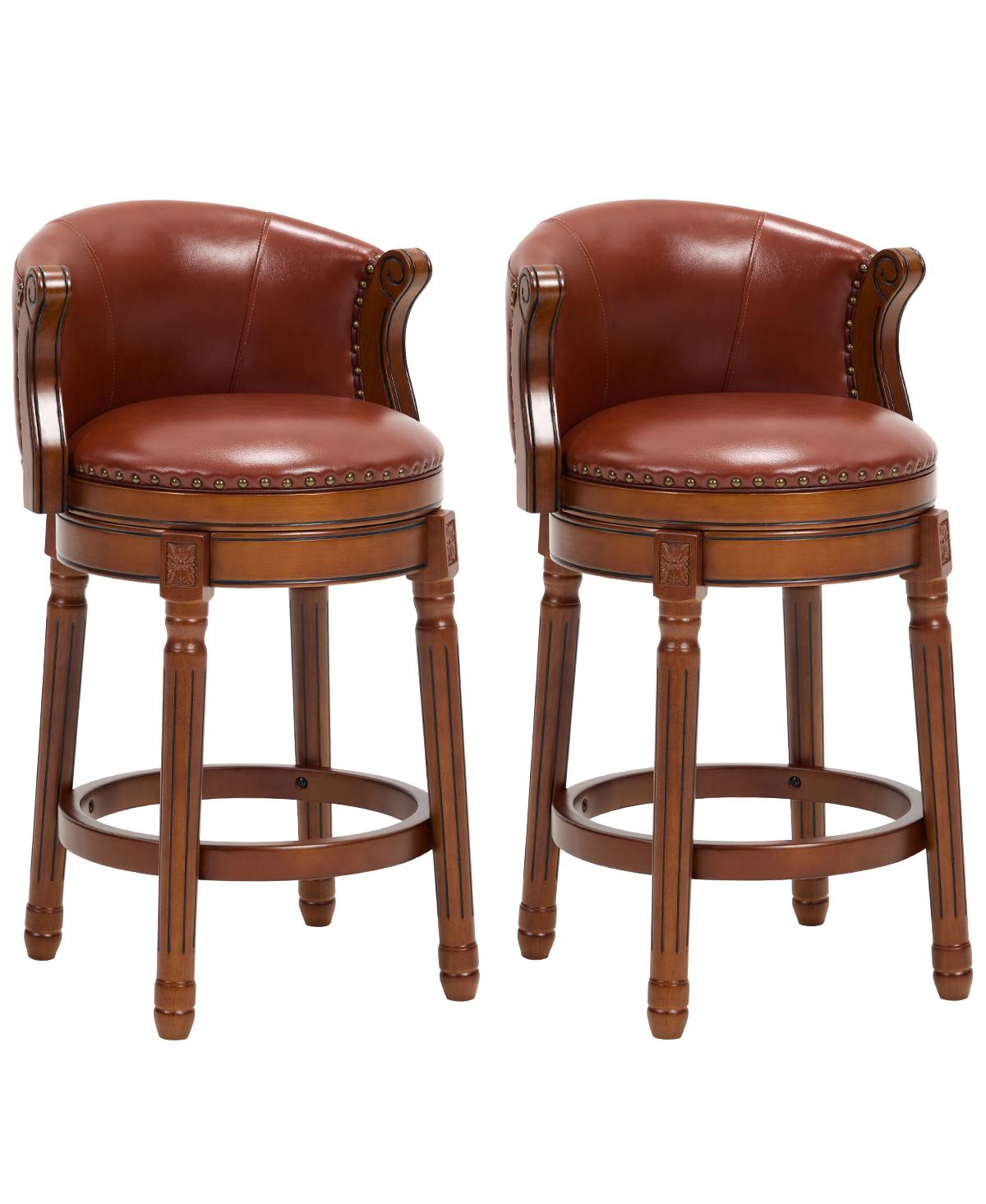 Streamdale Furniture Cow top Leather Wooden Bar Stools, 360 Swivel Bar Chair with Backs