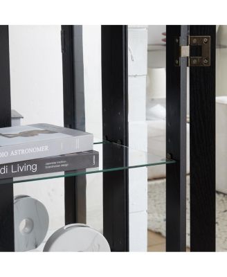 Lighted Glass Curio Cabinet with Adjustable Shelves - Black