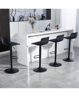 Streamdale Bar Stools Set of 2 - Modern PU Leather Counter Height Swivel Chairs - Black