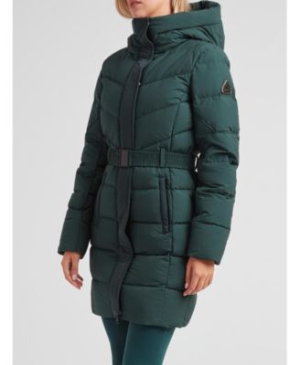 Women's Diamond Belted Hooded Down Coat