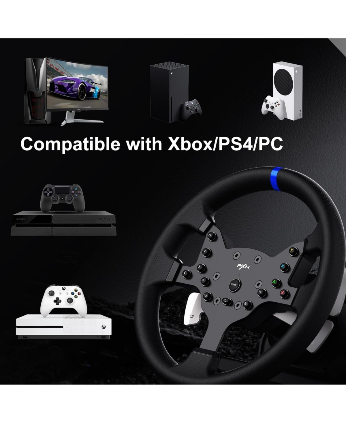 Pxn V99 Force Feedback Racing Wheel Bundle.
