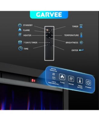 50" Ultra-Thin Electric Fireplace Wall Mounted or Recessed, Remote Control, 12-Color Flame, 750W/1500W Heater with Timer, Log & Crystal Options