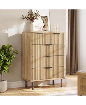 Wave Fluted 5 Drawer Dresser, 38'' Tall Chest of Drawers with Anti-Tipping Device