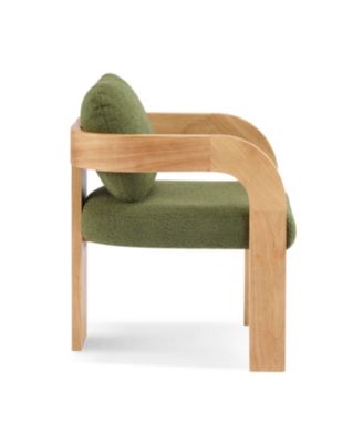 Green Boucle Dining Chairs - Natural Wood Frame (2-Pack)