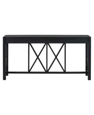 60" Acacia Console Table - Crisscross Design & 4 Drawers