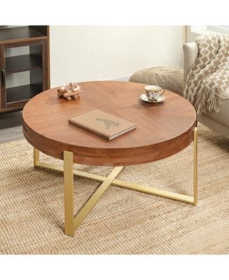 Modern Retro Round Coffee Table, Gold Legs