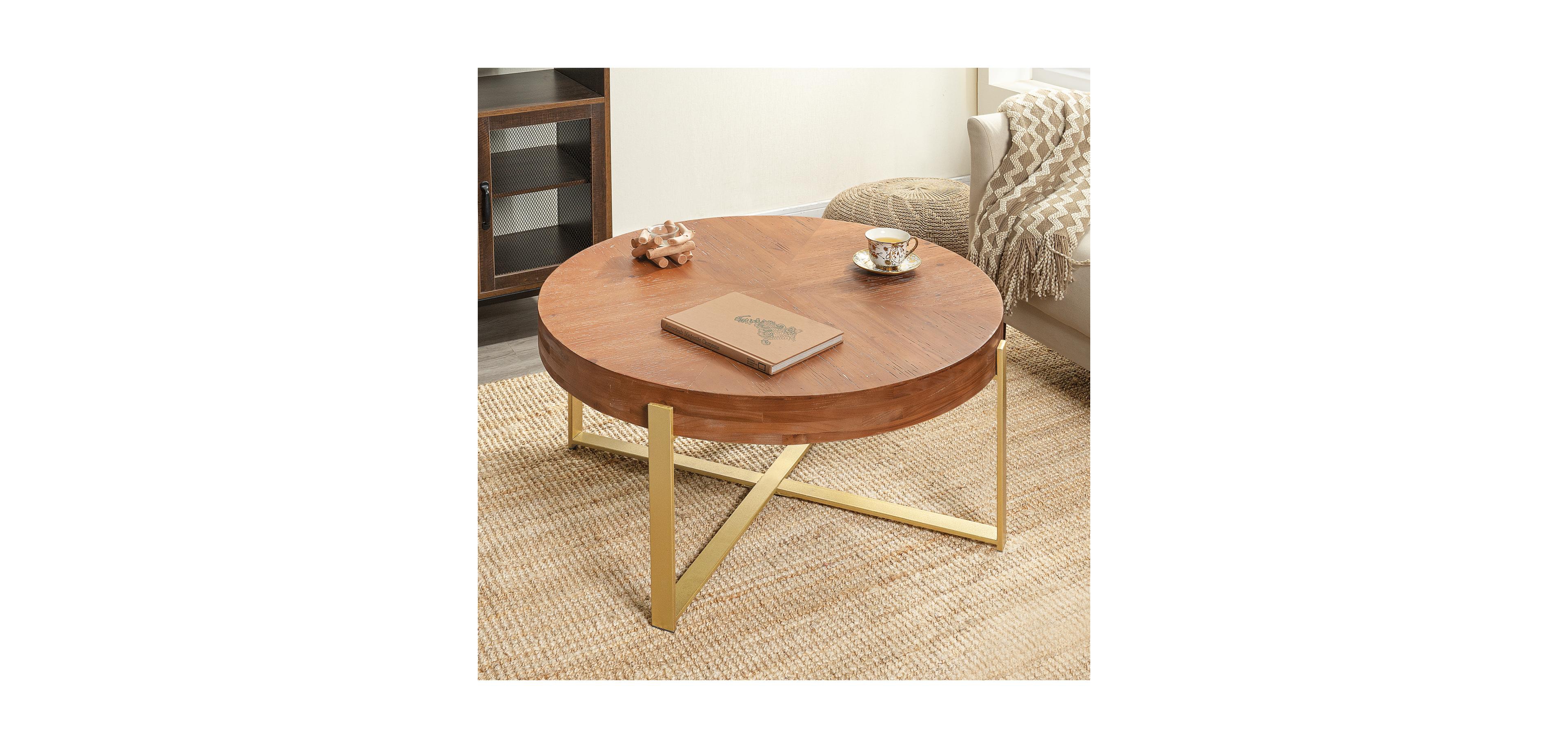 Streamdale Furniture Modern Retro Round Coffee Table, Gold Legs