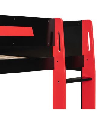 Full-Size Gaming Bunk Bed with RGB Desk, USB Ports, LED Strip & Cable Grommet