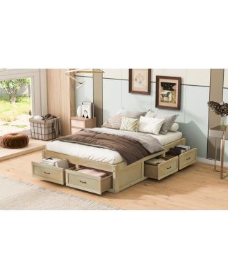Full Size Platform Bed with 6 Storage Drawers