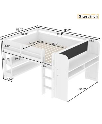 Full Loft Bed with Multi-storage Bookcases, Boxes & Drawers, Desk