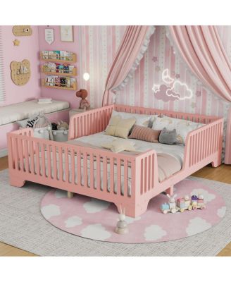Full Floor Bed with Slats and Fence, Montessori Style