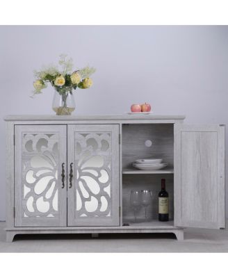 49" Countertop Sideboard with 3 Mirrored Doors & Adjustable Shelves