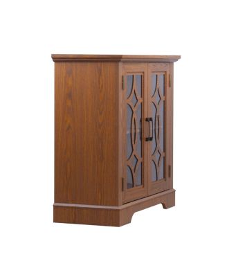 34.37" x 15.55" x 34.06" Sideboard with 2 Clear Tempered Glass Doors & Adjustable Shelf