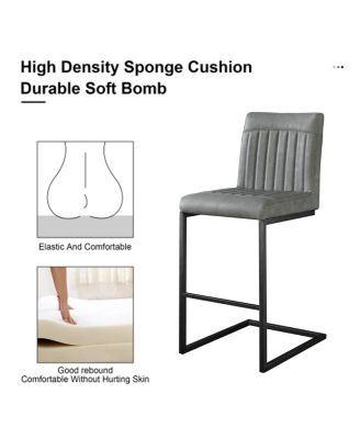 Faux Leather Bar Stool with Tufted Backrest & Footrest