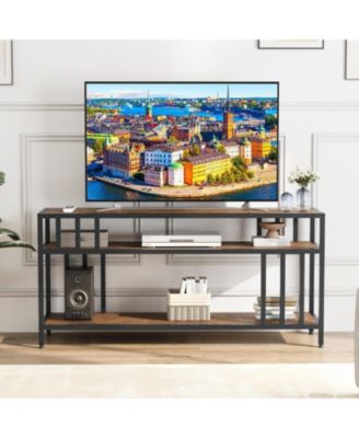 58" TV Stand for TV, Entertainment Center with Open Storage Shelves, TV Media Console Table