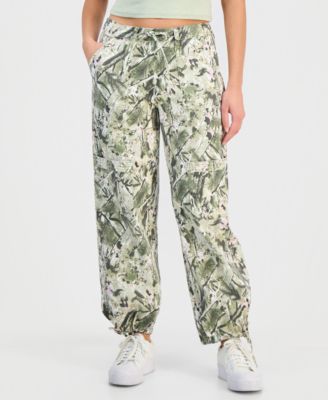 Juniors' Camo Printed Tie-Hem Jogger Pants