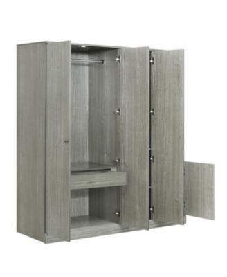 4-Door Wardrobe with Shelves Drawers and Full-Length Mirror